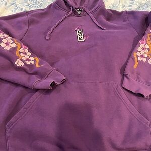 DGK Purple Women's Hoodie with Floral Sleeves